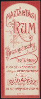 Brezsnyánszky háztartási rum számolócédula