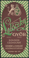Lelóczky Győr bonbon, csokoládé számolócédula