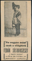 cca 1910 Fedák Sósborszesz számolócédulája, Fedák Sári fényképével