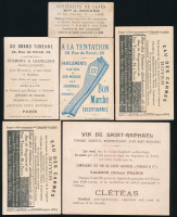 cca 1880 6 db kávés és alkoholos ital litho gyűjtő kártya / Beverages and coffe litho cards Boyer, Céléteas