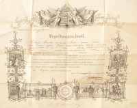 1889 Végelbocsájtó levél szakaszvezető részére, 40×54 cm