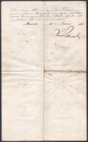 1860 Monselice (Olaszország), a Cs. és kir. Albrecht főherceg 44. gyalogezred (Erzherzog Albrecht Infanterie-Regiments No. 44.) parancsnoka által kiadott német nyelvű irat, egy kézzel írt oldal, az ezred bélyegzőjével + további két