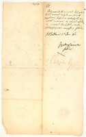 1861 Nagyfalva (ma: Mogersdorf, Burgenland, AU) a falusi bíró német nyelvű igazolása nagyfalvi lakos korábbi (1848-as) katonai szolgálatáról, a község rányomott viaszpecsétjével, külzetén a szentgotthárdi főbíró magyar nyelvű