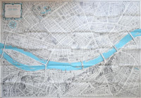 1968 Budapest távlati térképe, belső terület. A műemlékek, emlékművek és kulturális intézmények feltüntetésével. Tervezte: Mácsai István - Kass János. Bp., Képzőművészeti Alap-Kartográfiai Vállalat, kisebb szakadásokkal,