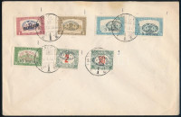 Debrecen I. 1919 7 klf bélyeg címzetlen borítékon 'DEBRECZEN' bélyegzéssel, Bodor vizsgálójellel