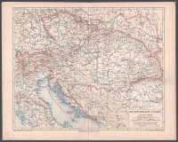 Az Osztrák.Magyar Monachia térképe cca 1900 30x24 cm Kicsi beszakadással