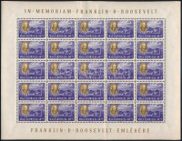 1947 Roosevelt 50f 25-ös teljes ív (50.000) (ráncok / creases)