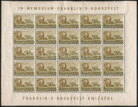 1947 Roosevelt 20f 25-ös teljes ív (50.000) (ráncok, saroktörés / creases)