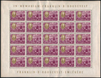 1947 Roosevelt 10f 25-ös teljes ív (50.000) (ráncok / creases)