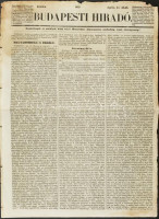 1848 Budapesti Hiradó 1848. ápr. 11., forradalmi szám, a címlapon: Magyarország és Erdély - A pozsonyi országgyűlés berekesztve. Pest, Landerer és Heckenast-ny., 4 p. Kissé foltos, szakadt.