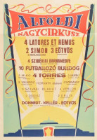 1958 Alföldi Nagycirkusz plakátja, hajtott, szakadásokkal, 70×50 cm