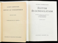 Schweitzer Albert: Orvos az őserdőben. Bp., (é.n.) Franklin. 165 p. 17 fényképpel és 1 térképpel. Kiadói félvászon-kötésben. + Albert Schweitzer: Életem és gondolataim. Bp., 1981. Gondolat. Egészvászon kötésben, papírborítóval.