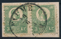1871 Réznyomat 2 x 3kr kivágáson 'FIUME P. M.'