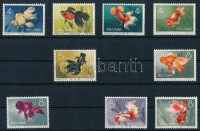 Kínai Népköztársaság 1960 Aranyhalak 9 érték a sorból (Mi EUR 540.-) (7 értéken gumihibák / gum disturbances on 7 values)