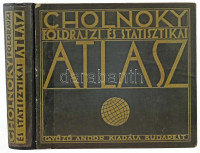 1929 r. Cholnoky Jenő (szerk.): Földrajzi és statisztikai atlasz. 78 fő és 155 melléktérkép, világstatisztika. Szerk.: - -. Bp., 1929, Győző Andor. Második, javított kiadás. Újrakötött egészvászon-kötésben, jó állapotban