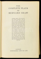 [Shaw, George Bernard (1856-1950)]: The Complete Plays of Bernard Shaw. London, 1931, Constable and Co. Ltd., (6)+1131 p. Első kiadás. Angol nyelven. Korabeli aranyozott gerincű, dombornyomott egészbőr-kötésben, a borítón és a gerincen