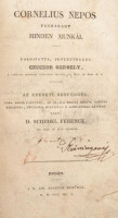 Cornelius Nepos fennmaradt minden munkái. Fordította, jegyzetekkel Czuczor Gergely. Buda, 1841, M. Kir. Egyetemi ny. Térkép melléklettel. Kartonált kötés, firkákkal, kopottas állapotban.