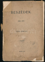 Tóth Károly: Beszédek. 1926-1927. Szeged, 1927, Szeged Városi Nyomda, 178 p. Kiadói papírkötés, sérült, elvált borítóval . Tóth Károly (1876-1928) jogász, egyetemi tanár. 1920-tól a szegedi egyetemen a polgári perjog professzora
