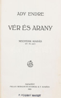 Ady Endre: Vér és arany. Bp., 1918. Pallas. Kiadói félbőr kötésben.