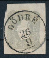 1861 Hírlapbélyeg ívsarki, ritka 'GÖDRE' bélyegzéssel (Gudlin 250 p)