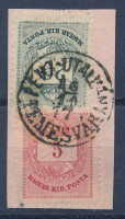 1874 5kr és 20kr kivágáson, az utóbbi ernyős lemezjavítással