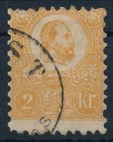 1871 Kőnyomat 2kr alul képbe foagzva (23.000+) (javított fogak / repaired perforation)