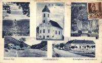 Balatonalmádi, Vörösberény; Községháza, utca, Malomvölgy, Római katolikus templom és belseje (EK)