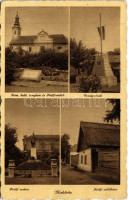 1945 Kiskőrös, Római katolikus templom és Petőfi emlék, Országzászló, Petőfi szobra és szülőháza (EK)