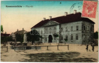 Kunszentmiklós, Piac tér, szökőkút, városház. Bauer Gáspár kiadása , TCV card
