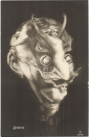 Diabolo / Erotic optical illusian postcard with nude ladies