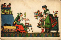 1942 Magyar folklór művészlap / Hungarian folklore art postcard s: Szilágyi G. Ilona (felületi sérülés / surface damage)