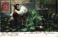 1909 Damas, Syrian lady with hookah (EK)