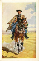 A csikós. Magyar folklór művészlap / Hungarian folklore art postcard s: Benyovszky