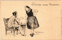Gruss aus Hessen / German folklore, artist signed