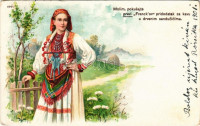 1901 Croatian folklore, lady in traditional costume. 'Franck' coffee advertisement. litho (EK)