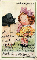 1910 'How are you dear?' Children art postcard with talking pig. The Infantastic Series No. 4. Published by Watkins & Kracke