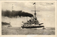 1915 SM Schiff 'Wien' (Küstenverteidiger) K.u.K. Kriegsmarine / SMS Wien az Osztrák-Magyar Haditengerészet Monarch-osztályú partvédő csatahajója / WWI Austro-Hungarian Navy SMS Wien coastal defense ship. Phot. Alois Beer. Verlag F. W.