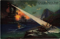 SMS Szent István im Kampfe mit feindlichen Torpedobooten. K.u.K. Kriegsmarine / Austro-Hungarian Navy art postcard. Aquarell-Tiefdruck. Künstlerkarte No. 109. mit Genehmigung des k.u.k. Kriegshaden-Kommandos in Pola (EK)
