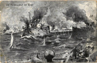 K.u.K. Kriegsmarine. Der Heldenkampf der Zenta. Postkartenverlag Brüder Kohn Wien I. / SMS Zenta osztrák-magyar Zenta-osztályú védett cirkáló / Austro-Hungarian Navy SMS Zenta, Zenta-class armored cruiser s: Heumesser (EB)