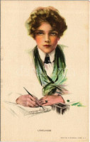'Loneliness' Lady art postcard. Reinthal & Newman Water Color Series No. 372. s: Philip Boileau