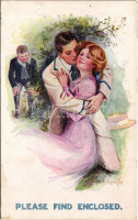 1912 'Please find enclosed' Lady art postcard, romantic couple. Inter-Art Co. 'Cupid' Series No. 912. s: Sherie (EK)