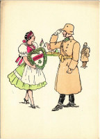 Isten hozott! Bevonulás. Kiadja a Délvidéki Egyetemi és Főiskolai Hallgatók Egyesülete / WWII Hungarian military art postcard, entry of the Hungarian troops, irredenta propaganda