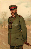 General-Feldmarschall von Hindenburg in den Karpathen / WWI German military art postcard, Field Marshal Hindenburg. Meissner & Buch Kriegs-Postkarten Serie 2178. 'Ein grosser Mann aus grosser Zeit'