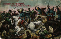 1916 Kämpfe in Galizien, Kavallerie Attacke / WWI K.u.K. (Austro-Hungarian) military art postcard. L&P 1828. + 'K.u.K. Heeresbahn Kommando der Betriebsabteilung IV.' (EB)