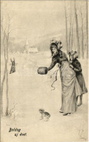 Boldog Újévet! / New Year greeting art postcard. V.K. Vienne 5382.