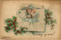 1948 Boldog Újévet! / New Year greeting art postcard s: A. Bertiglia (EK)