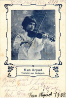 1902 Kún Árpád fiatal hegedűművész. Budapest / Hungarian young 'boy wonder' violinist (fl)