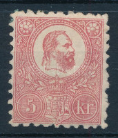 1871 Kőnyomat 5kr eredeti gumival, tökéletesen centrált, luxus példány (110.000)