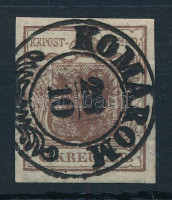 1850 6kr sötétbarna / feketésbarna árnyalat 'KOMÁROM'
