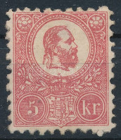 1871 Kőnyomat 5kr eredeti gumival, falcos (110.000) Certificate: Barabássy (papírelvékonyodás/ thin paper)